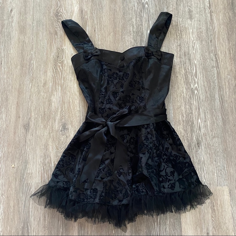 Black Goth Punk Embroidered Mini Dress